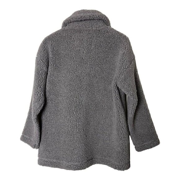 Outerknown Woodland Sherpa Coat Snap Pockets Oversized Gray Medium  0620 - Picture 4 of 6